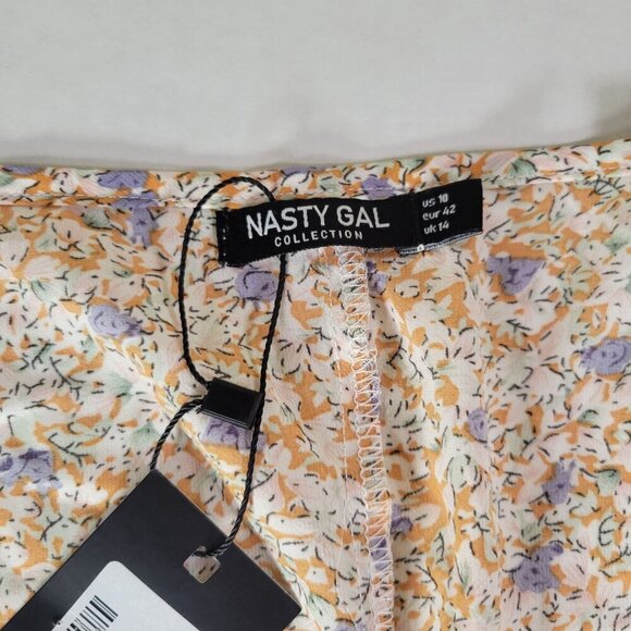 Nasty Gal Put a Spring on It Floral Smocked Long Sleeve Mini Dress Size 10 - Picture 3 of 9